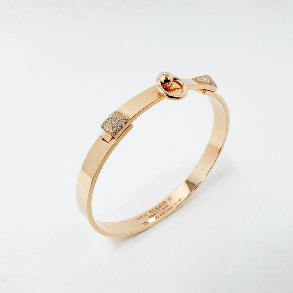 Hermès Rose Gold Collier de chien bracelet, small model - Picture 2 of 8
